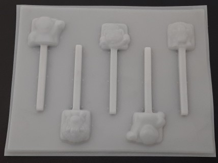 429hc Purple Dinosaur and Friends Hard Candy Lollipop Mold  FACTORY SECOND