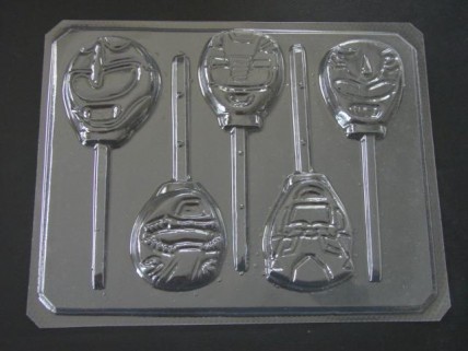 109sp Strong Rangers Face Chocolate or Hard Candy Lollipop Mold
