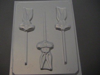 133sp Bunny Face Tall Ears Chocolate or Hard Candy Lollipop Mold